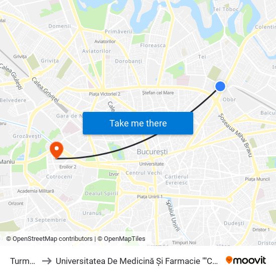 Turmelor to Universitatea De Medicină Și Farmacie ""Carol Davila"" map