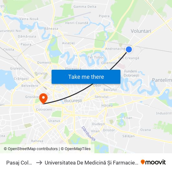 Pasaj Colentina to Universitatea De Medicină Și Farmacie ""Carol Davila"" map