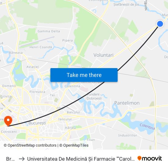 Brazi to Universitatea De Medicină Și Farmacie ""Carol Davila"" map