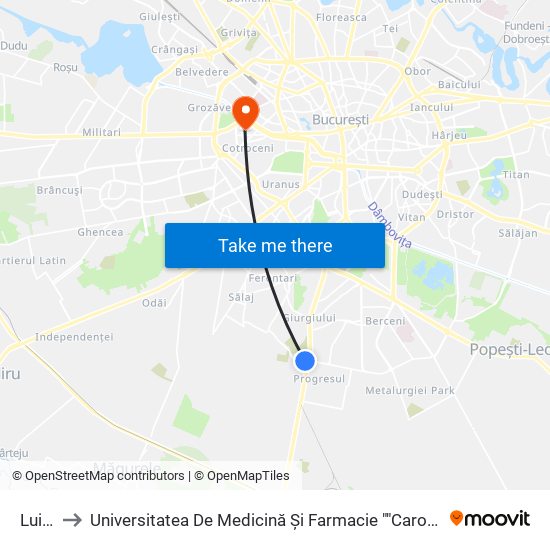 Luica to Universitatea De Medicină Și Farmacie ""Carol Davila"" map