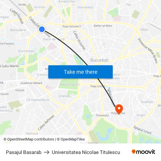 Pasajul Basarab to Universitatea Nicolae Titulescu map