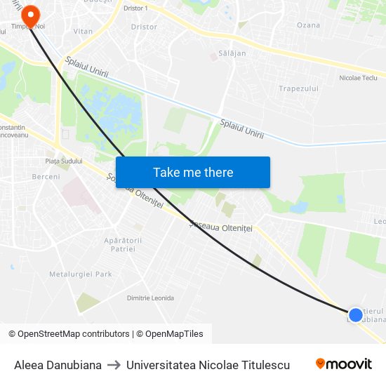 Aleea Danubiana to Universitatea Nicolae Titulescu map
