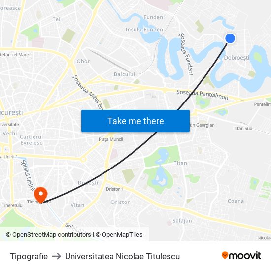 Tipografie to Universitatea Nicolae Titulescu map