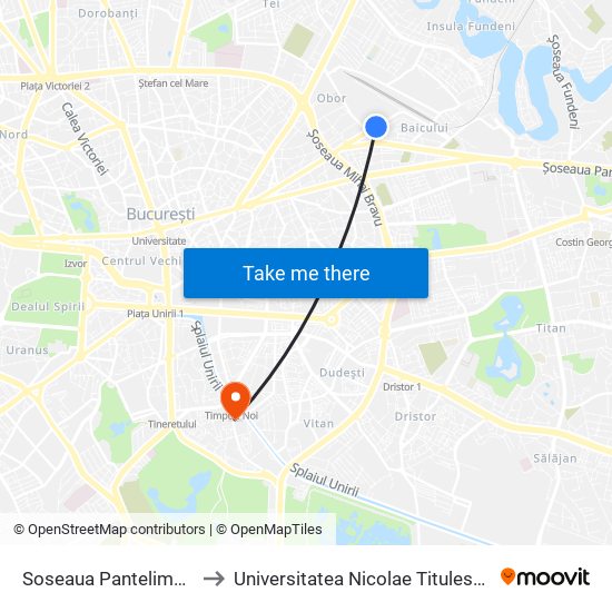 Soseaua Pantelimon to Universitatea Nicolae Titulescu map