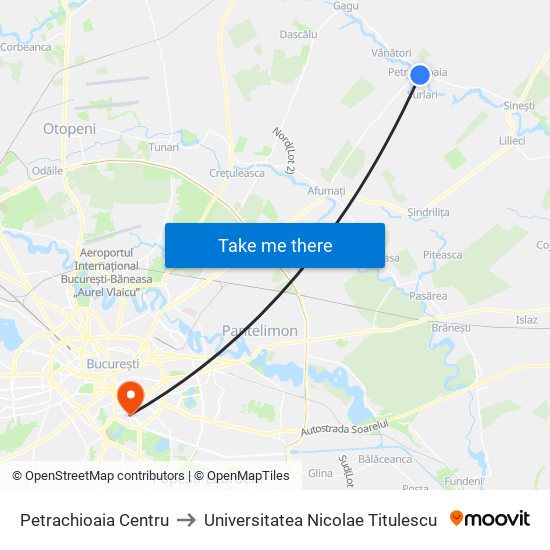 Petrachioaia Centru to Universitatea Nicolae Titulescu map