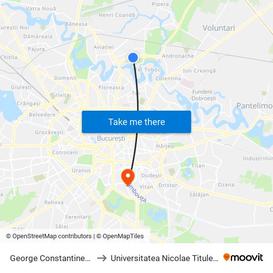George Constantinescu to Universitatea Nicolae Titulescu map