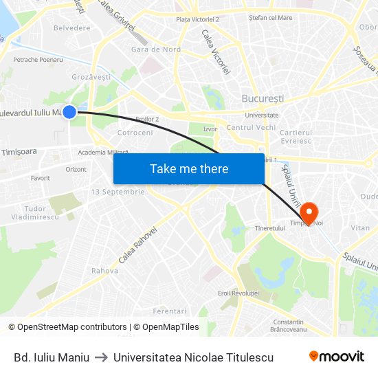 Bd. Iuliu Maniu to Universitatea Nicolae Titulescu map