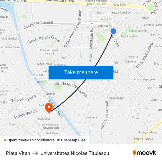 Piata Vitan to Universitatea Nicolae Titulescu map