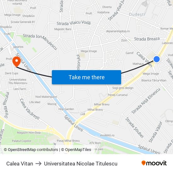 Calea Vitan to Universitatea Nicolae Titulescu map