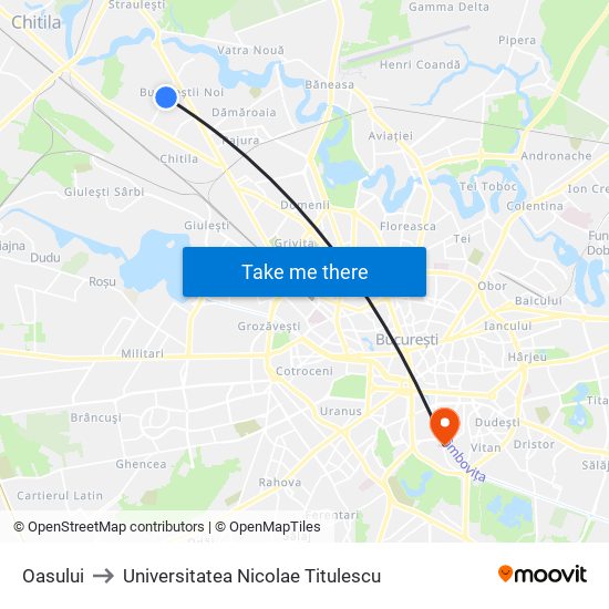 Oasului to Universitatea Nicolae Titulescu map