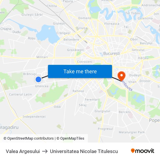 Valea Argesului to Universitatea Nicolae Titulescu map