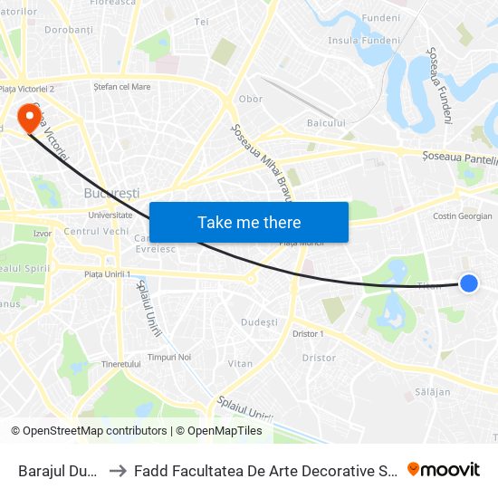 Barajul Dunarii to Fadd Facultatea De Arte Decorative Si Design map