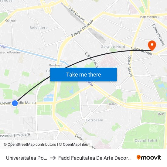 Universitatea Politehnica to Fadd Facultatea De Arte Decorative Si Design map