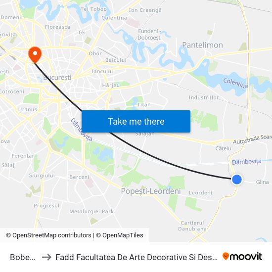 Bobesti to Fadd Facultatea De Arte Decorative Si Design map