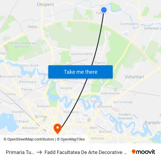 Primaria Tunari to Fadd Facultatea De Arte Decorative Si Design map
