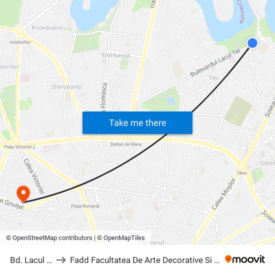 Bd. Lacul Tei to Fadd Facultatea De Arte Decorative Si Design map