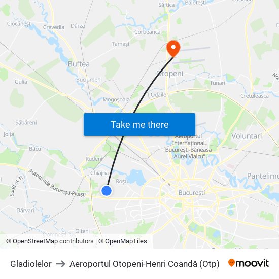 Gladiolelor to Aeroportul Otopeni-Henri Coandă (Otp) map
