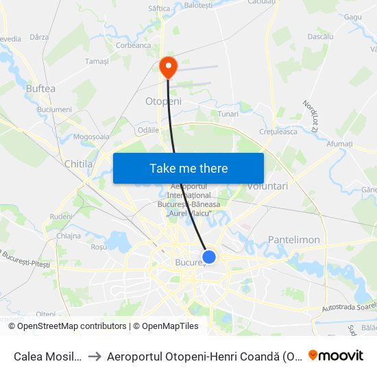 Calea Mosilor to Aeroportul Otopeni-Henri Coandă (Otp) map