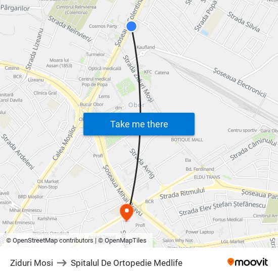 Ziduri Mosi to Spitalul De Ortopedie Medlife map