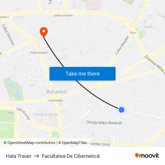 Hala Traian to Facultatea De Cibernetică map