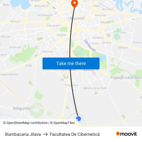 Bumbacaria Jilava to Facultatea De Cibernetică map