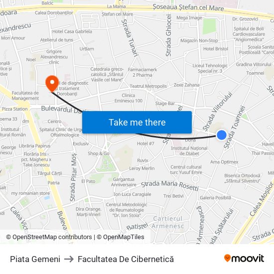 Piata Gemeni to Facultatea De Cibernetică map