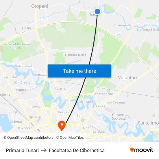 Primaria Tunari to Facultatea De Cibernetică map