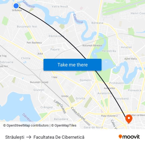Străulești to Facultatea De Cibernetică map