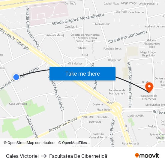 Calea Victoriei to Facultatea De Cibernetică map