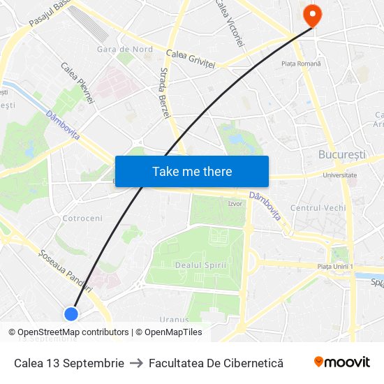 Calea 13 Septembrie to Facultatea De Cibernetică map