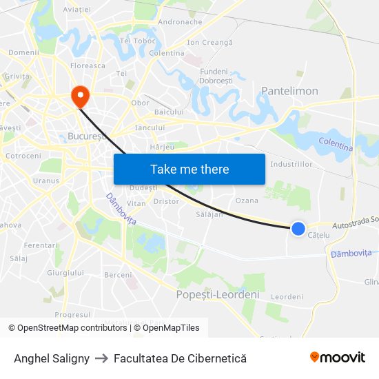 Anghel Saligny to Facultatea De Cibernetică map