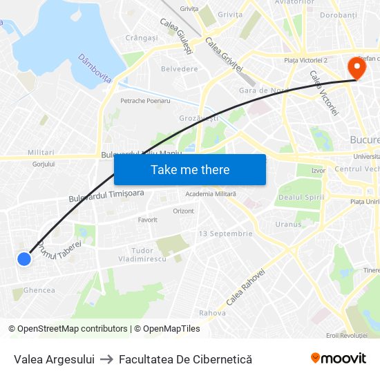 Valea Argesului to Facultatea De Cibernetică map