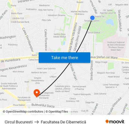 Circul Bucuresti to Facultatea De Cibernetică map