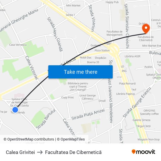 Calea Grivitei to Facultatea De Cibernetică map