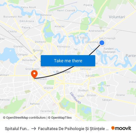 Spitalul Fundeni to Facultatea De Psihologie Și Științele Educației map