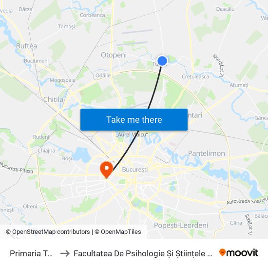 Primaria Tunari to Facultatea De Psihologie Și Științele Educației map