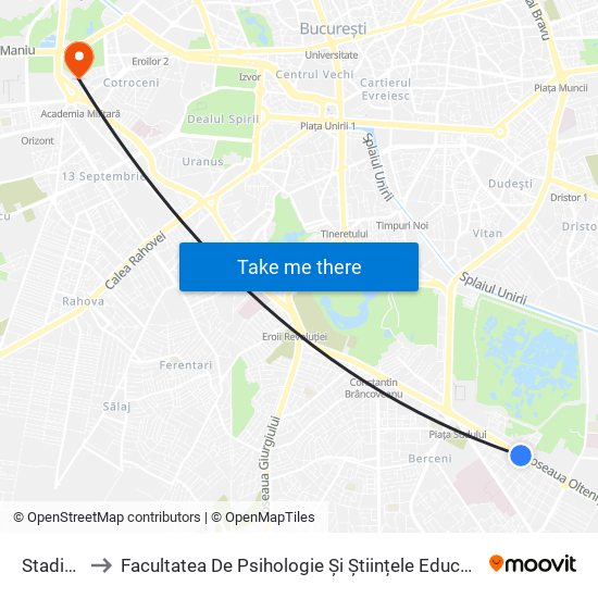 Stadion to Facultatea De Psihologie Și Științele Educației map