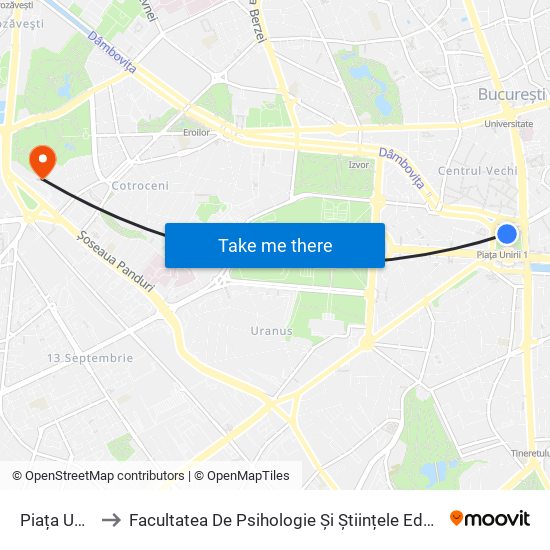 Piața Unirii to Facultatea De Psihologie Și Științele Educației map