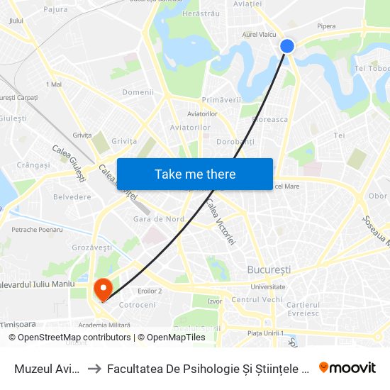 Muzeul Aviatiei to Facultatea De Psihologie Și Științele Educației map