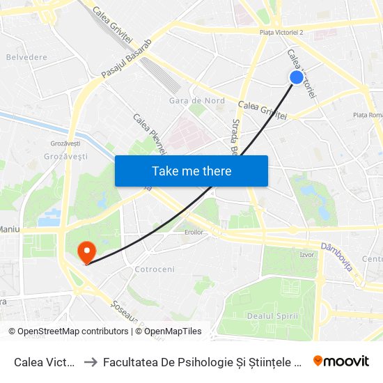 Calea Victoriei to Facultatea De Psihologie Și Științele Educației map