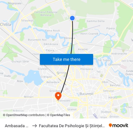 Ambasada S.U.A. to Facultatea De Psihologie Și Științele Educației map