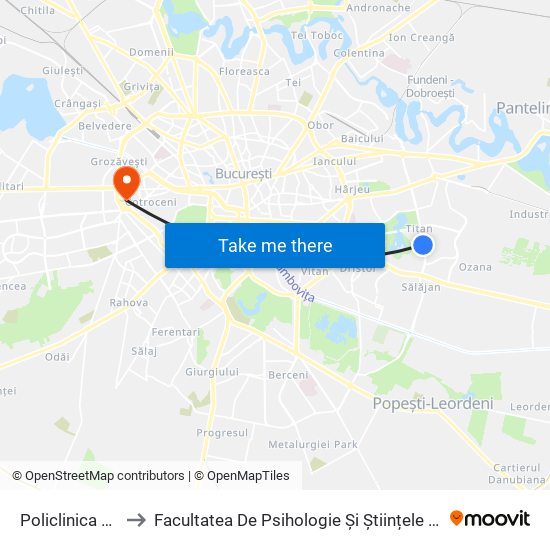 Policlinica Titan to Facultatea De Psihologie Și Științele Educației map