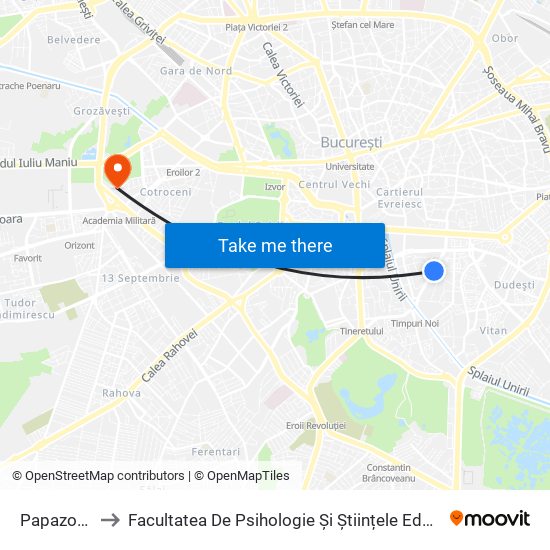 Papazoglu to Facultatea De Psihologie Și Științele Educației map