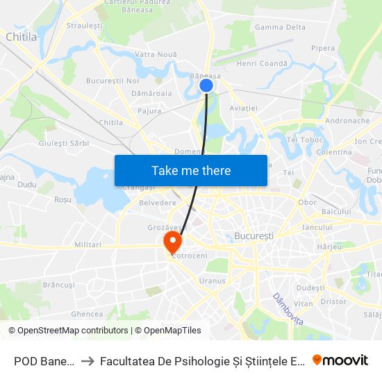 POD Baneasa to Facultatea De Psihologie Și Științele Educației map