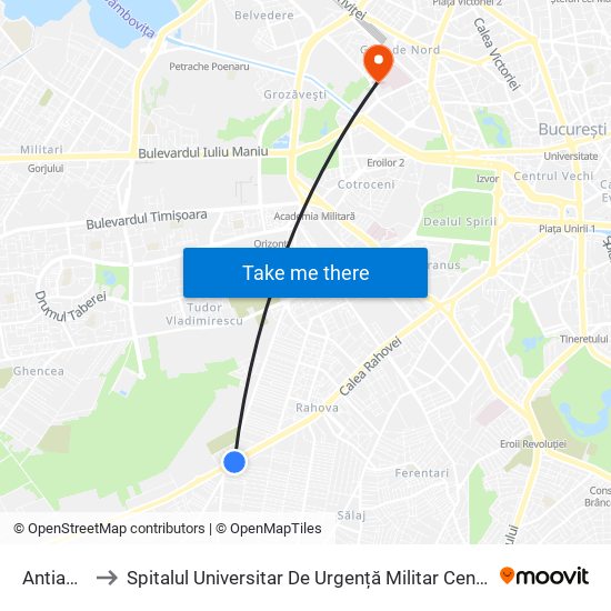 Antiaeriana to Spitalul Universitar De Urgență Militar Central ""Dr. Carol Davila"" map