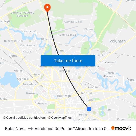 Baba Novac to Academia De Politie ""Alexandru Ioan Cuza"" map