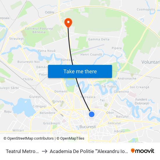 Teatrul Metropolis to Academia De Politie ""Alexandru Ioan Cuza"" map