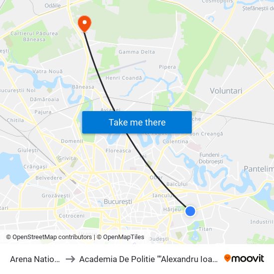 Arena Nationala to Academia De Politie ""Alexandru Ioan Cuza"" map