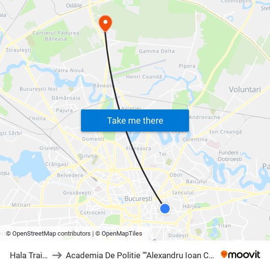 Hala Traian to Academia De Politie ""Alexandru Ioan Cuza"" map