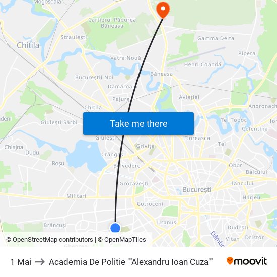 1 Mai to Academia De Politie ""Alexandru Ioan Cuza"" map